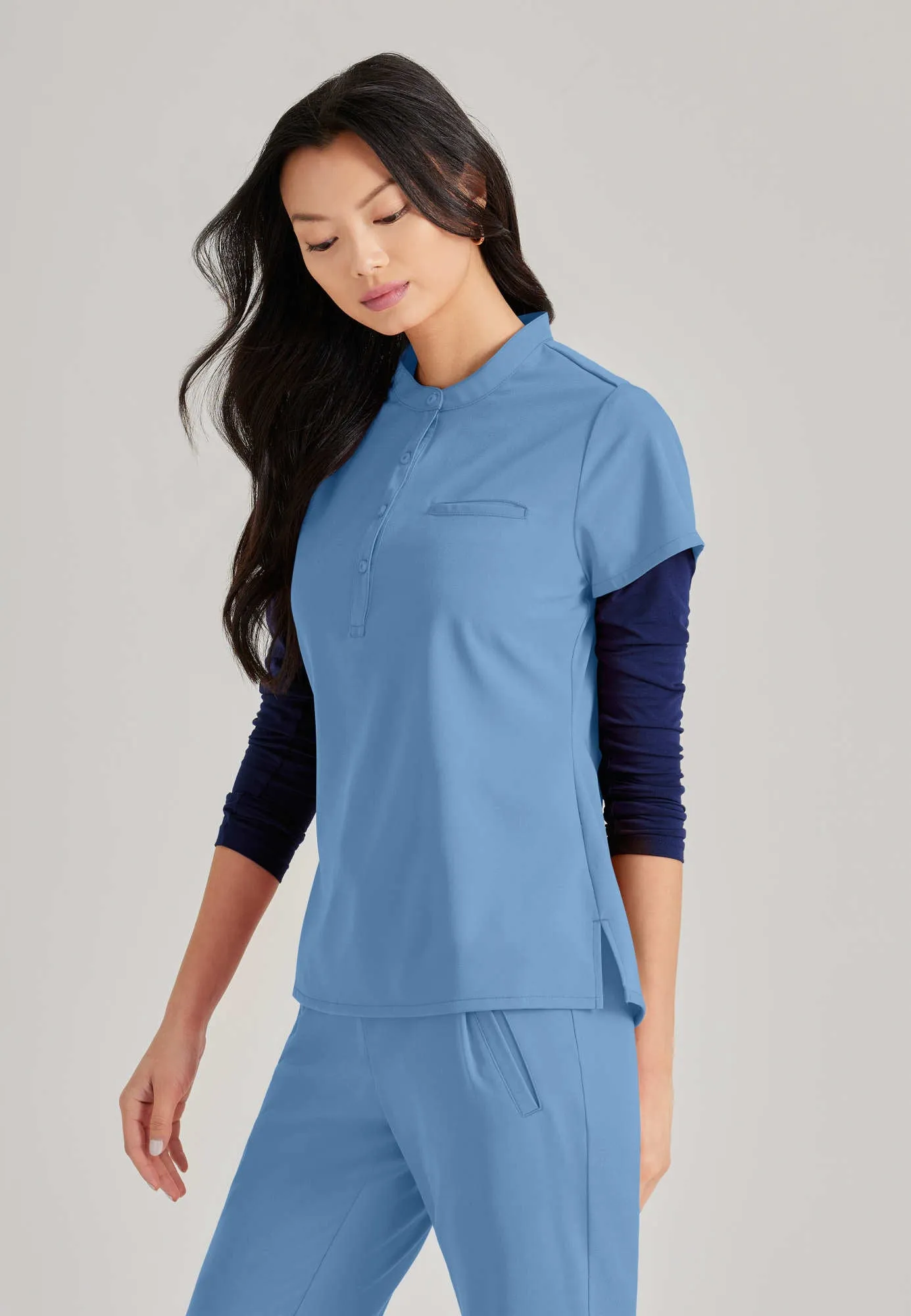 Mission 1-Pocket Henley Neck Scrub Top
