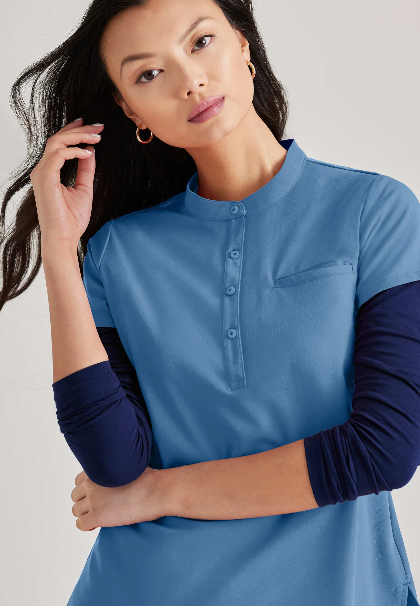 Mission 1-Pocket Henley Neck Scrub Top