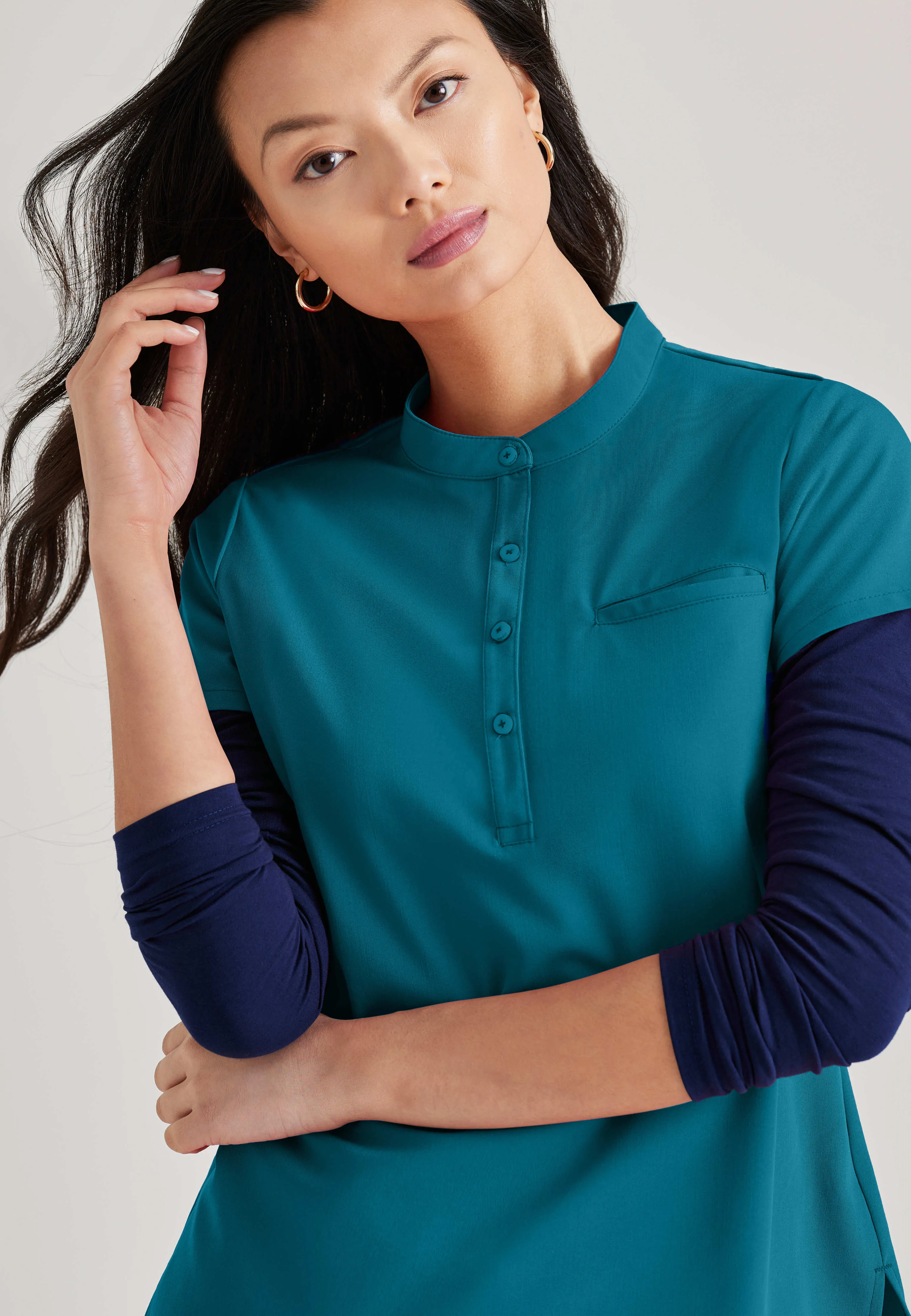 Mission 1-Pocket Henley Neck Scrub Top