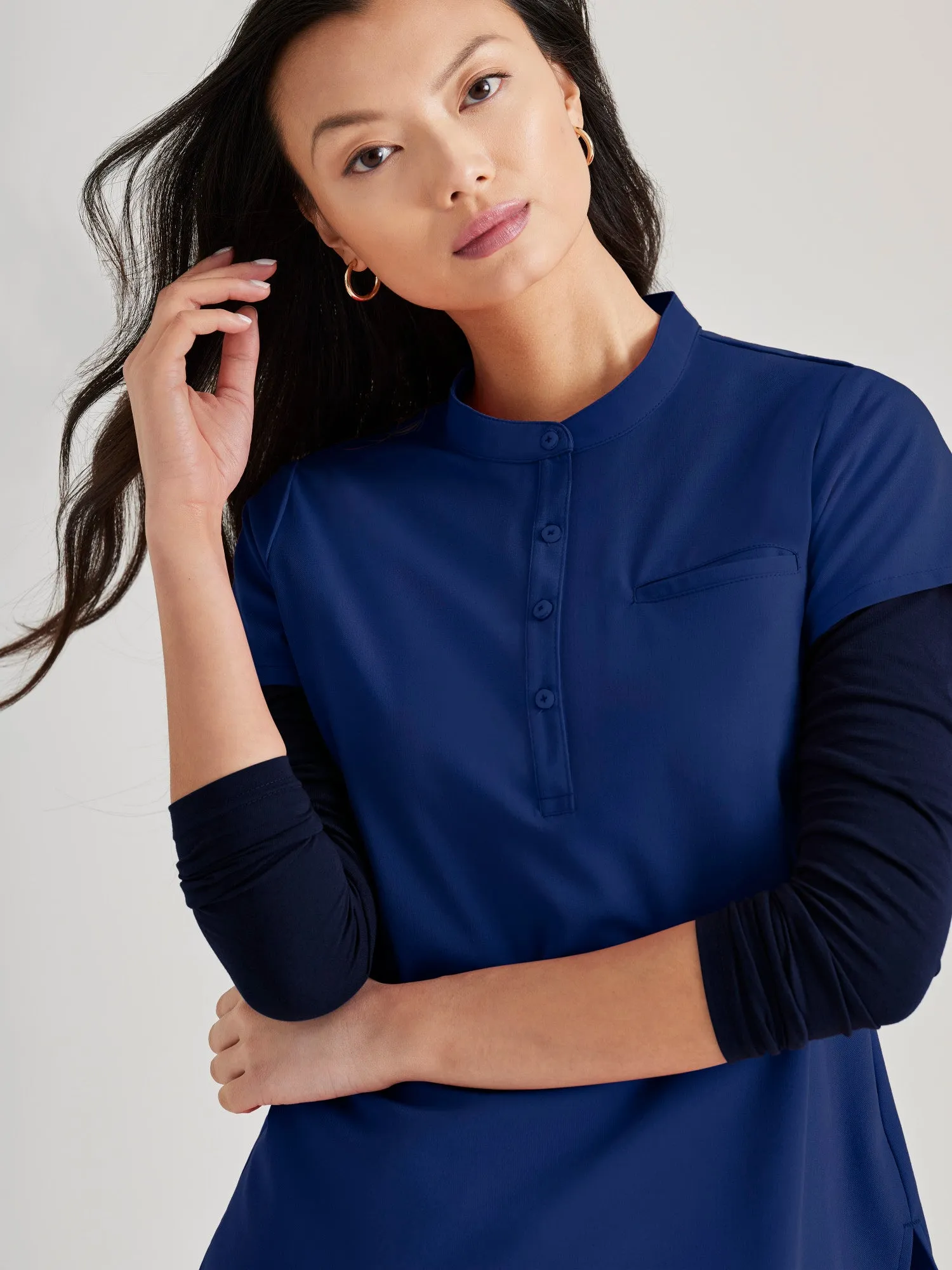 Mission 1-Pocket Henley Neck Scrub Top