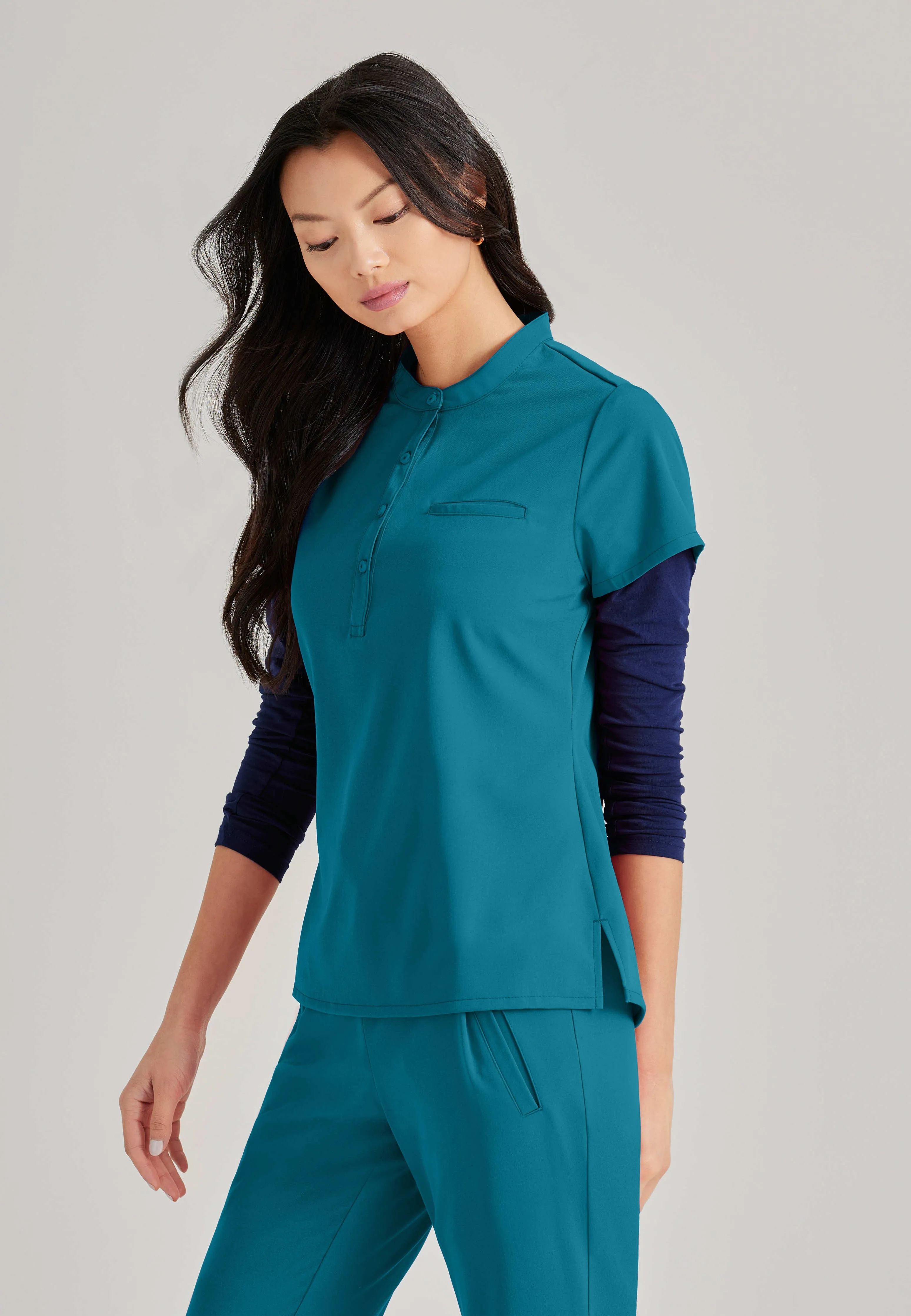 Mission 1-Pocket Henley Neck Scrub Top