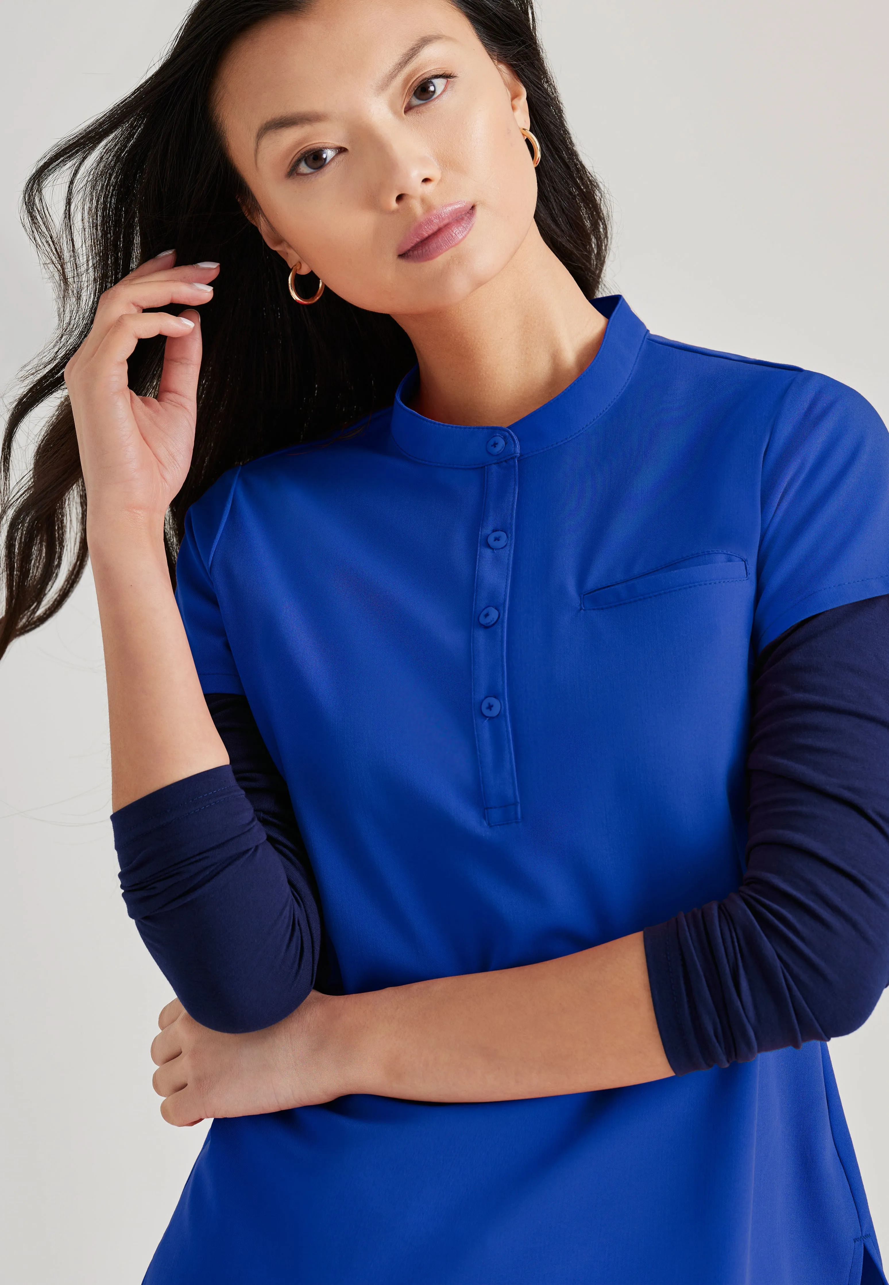 Mission 1-Pocket Henley Neck Scrub Top