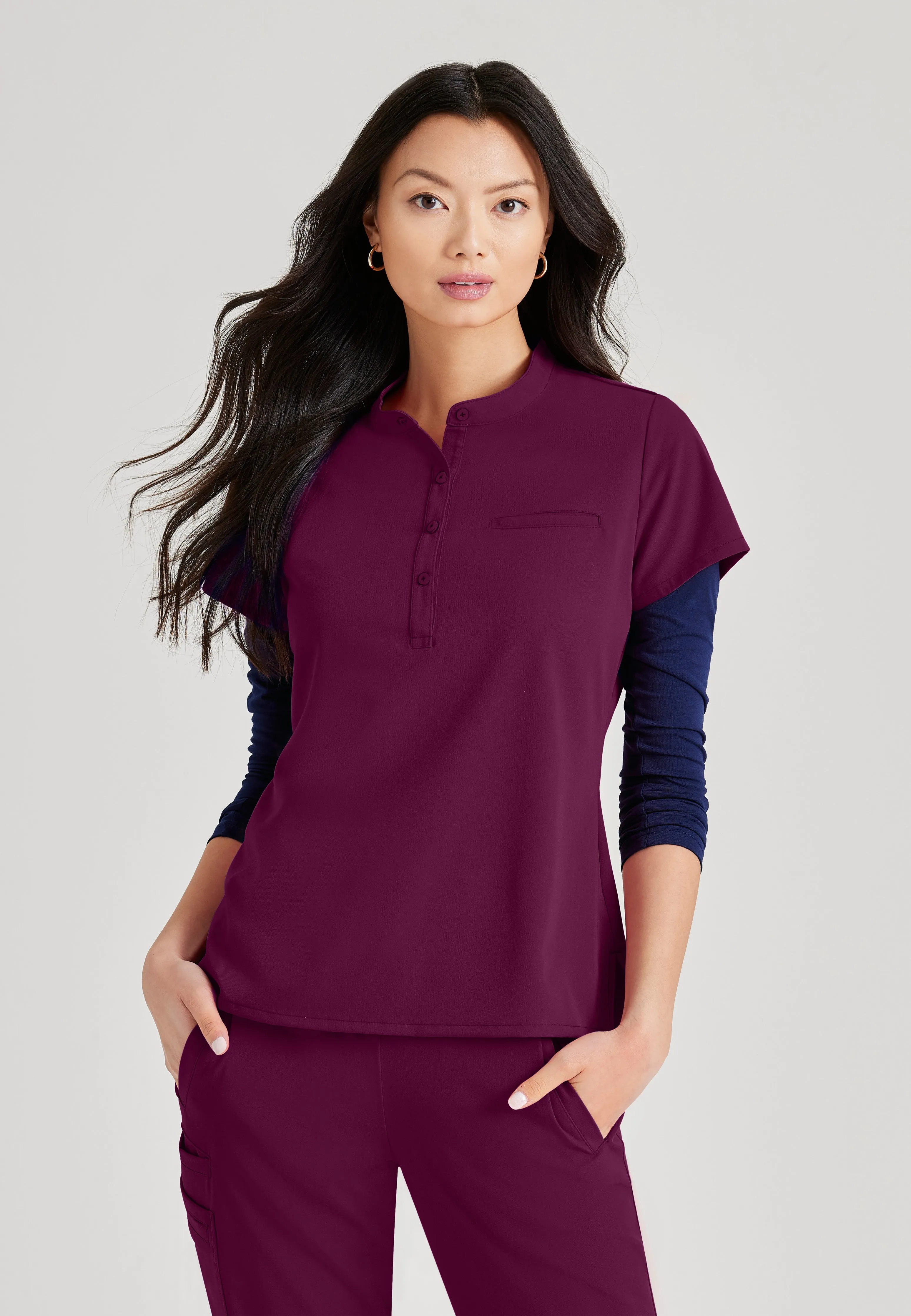 Mission 1-Pocket Henley Neck Scrub Top