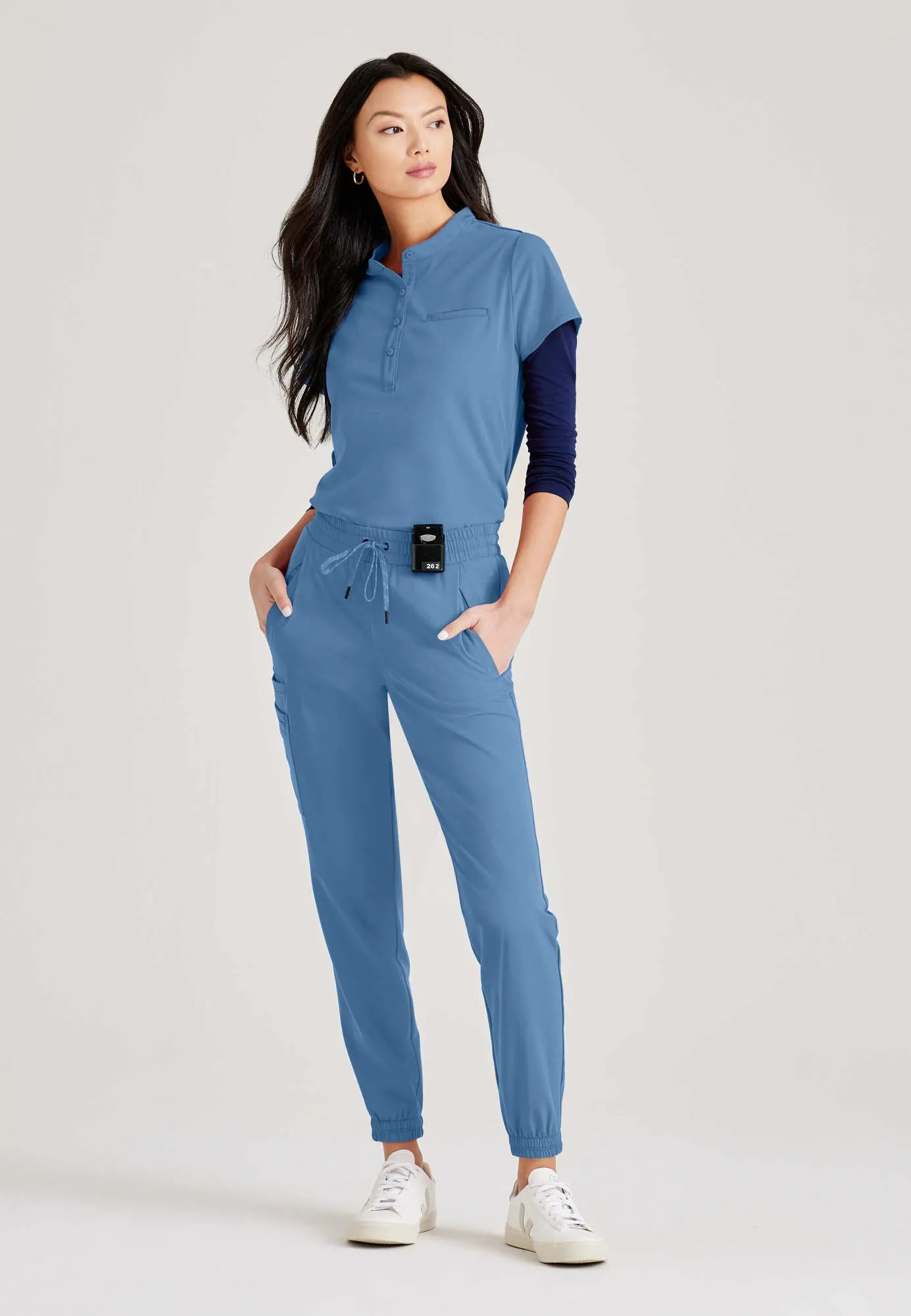 Mission 1-Pocket Henley Neck Scrub Top