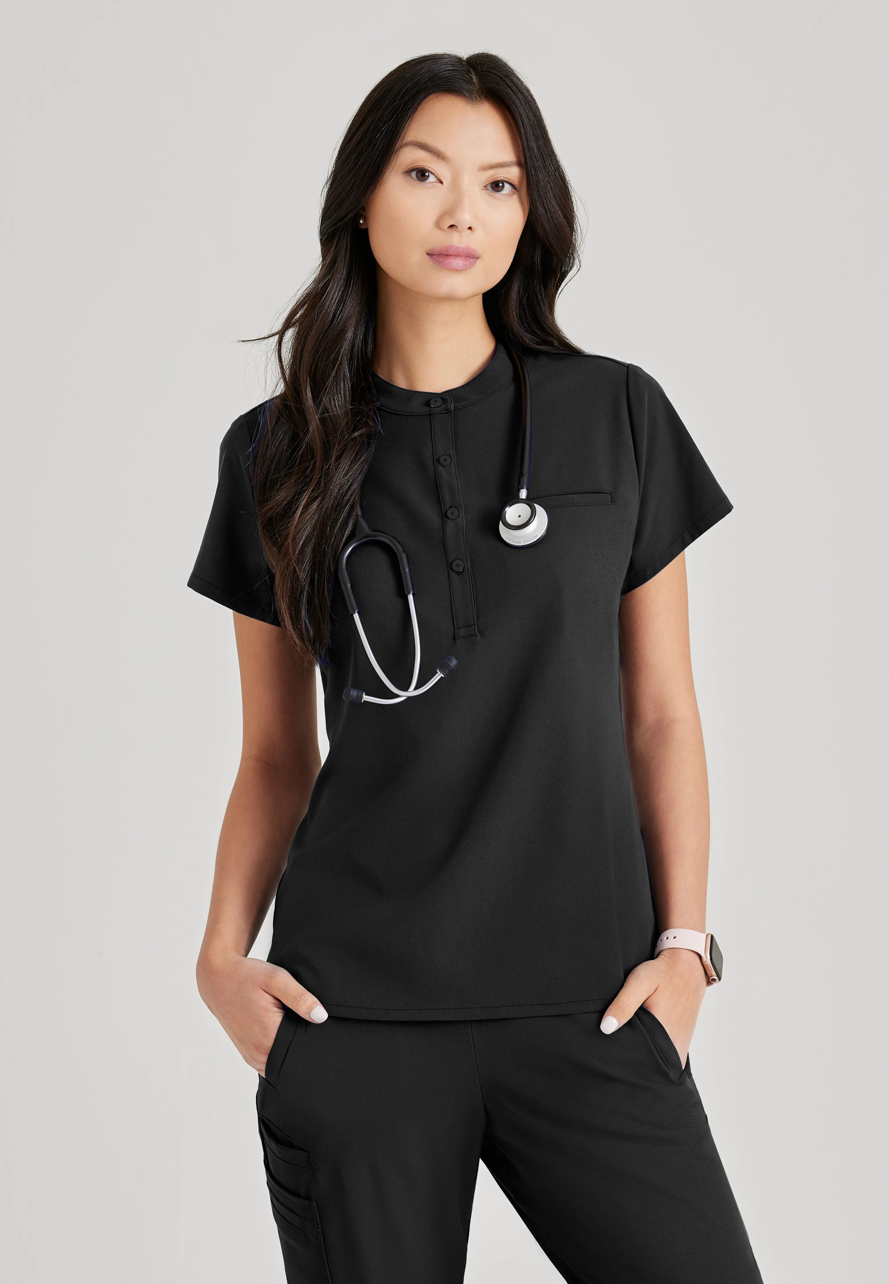 Mission 1-Pocket Henley Neck Scrub Top