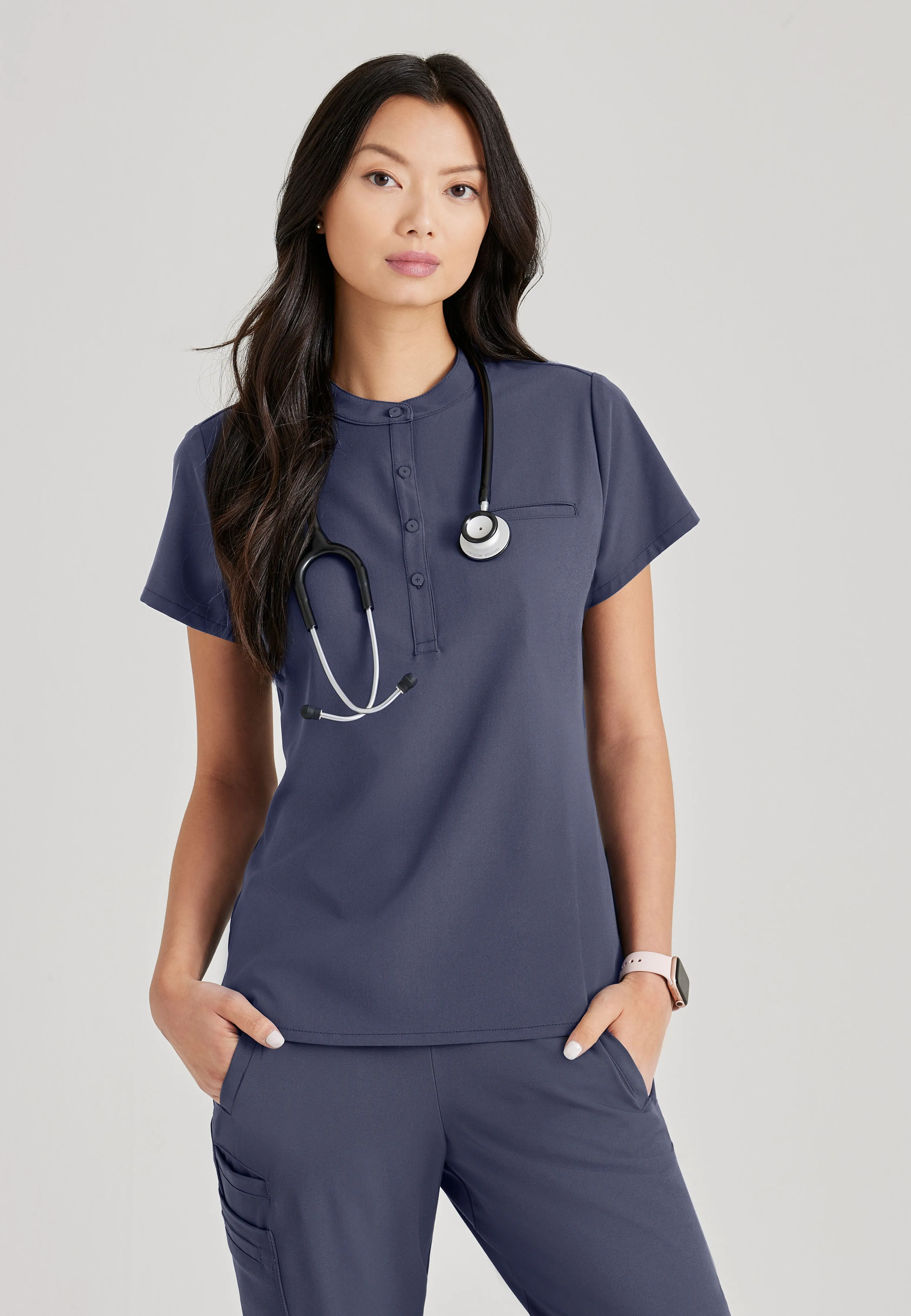 Mission 1-Pocket Henley Neck Scrub Top
