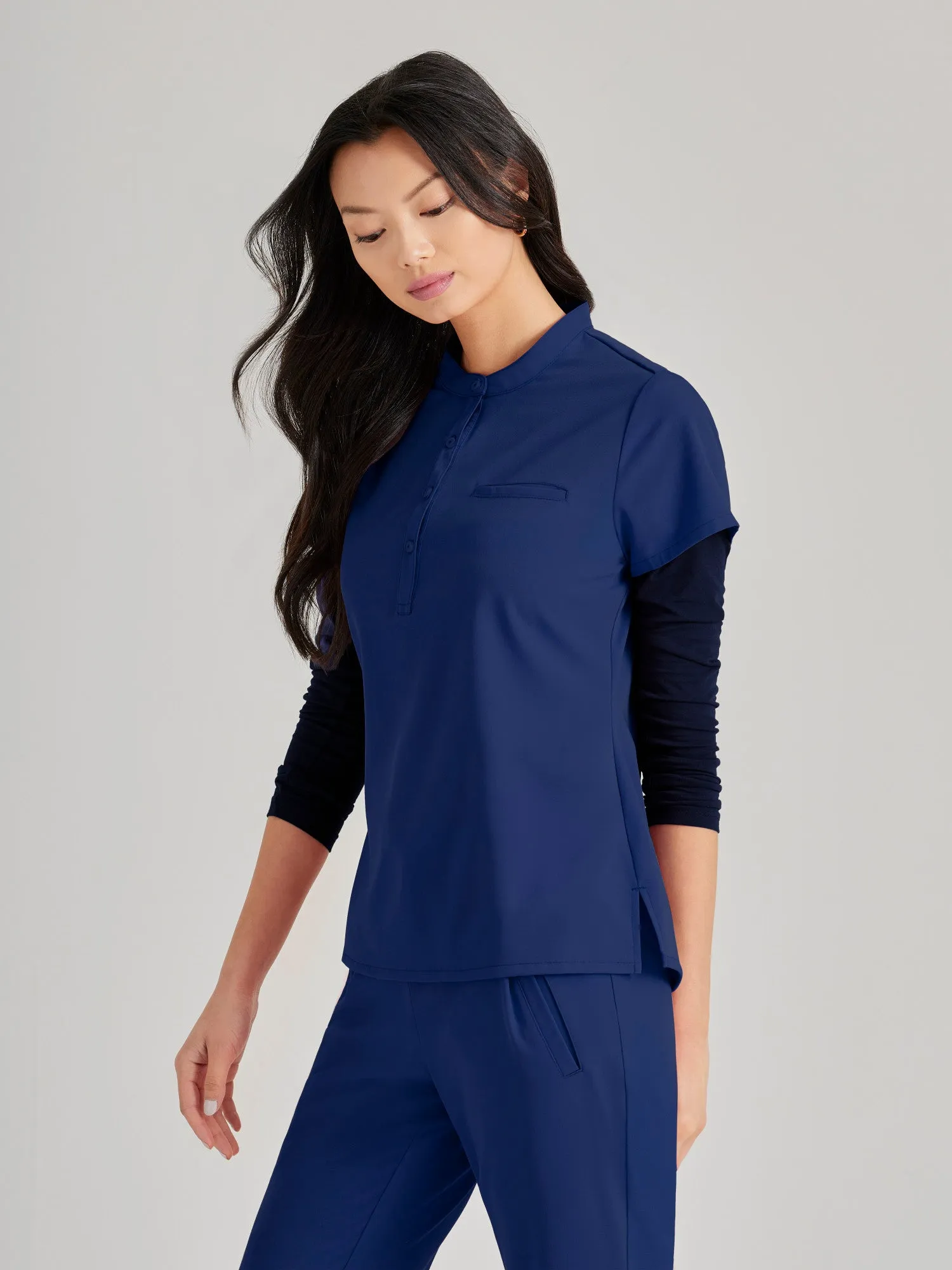 Mission 1-Pocket Henley Neck Scrub Top