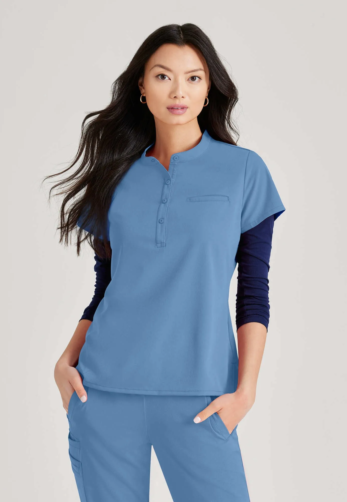 Mission 1-Pocket Henley Neck Scrub Top