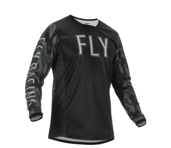 Motocross Jersey 2022 Kinetic S.E. Tactic by Fly Racing (Black/Grey Camo)