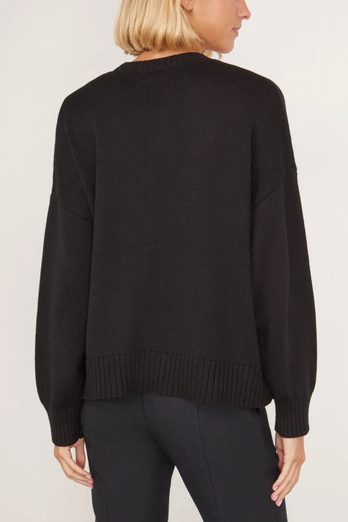 Ollie Boxy V-Neck Cardigan in Black
