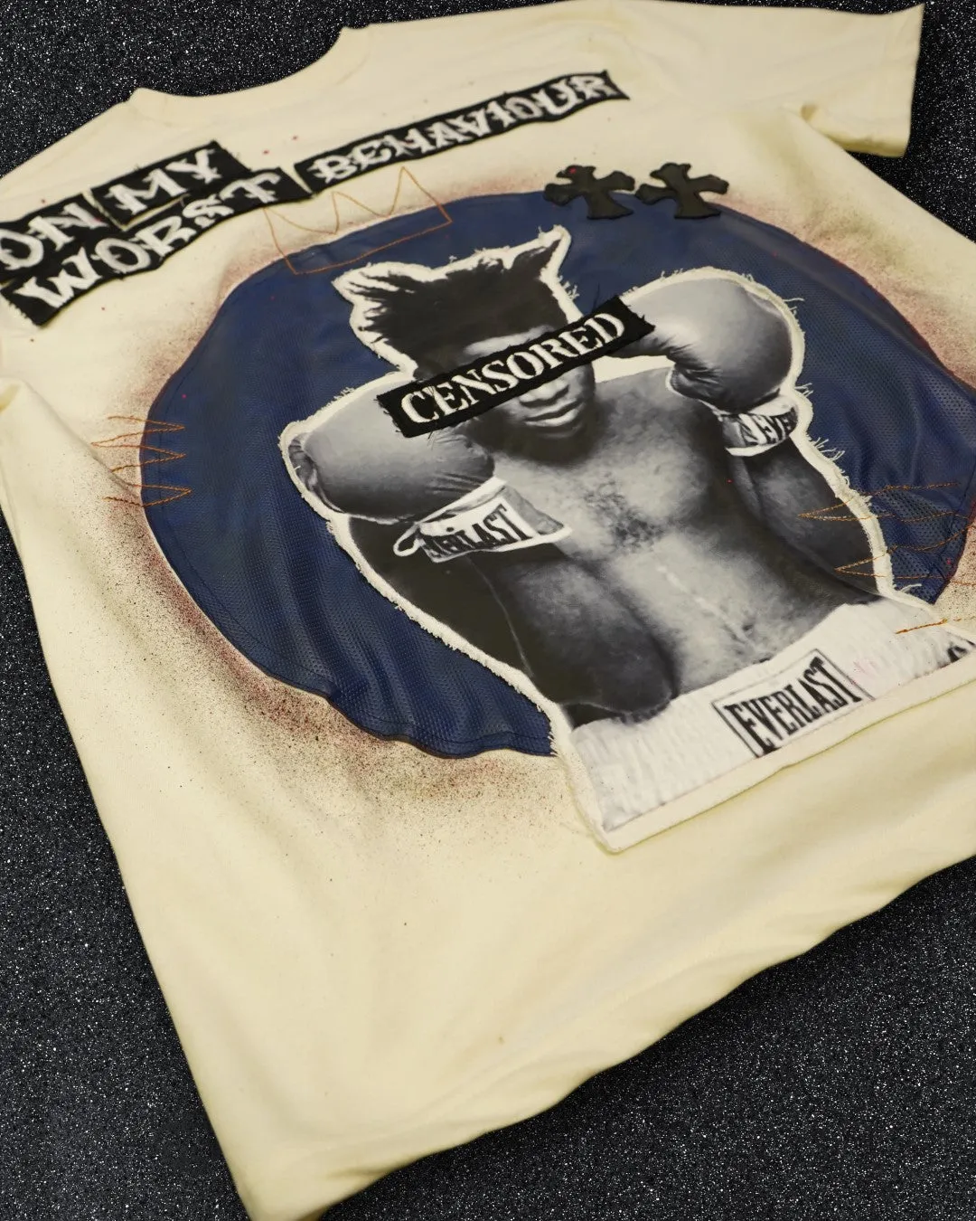 ON MY WORST BEHAVIOUR - A BASQUIAT TRIBUTE OFF WHITE VALKYRE TSHIRT