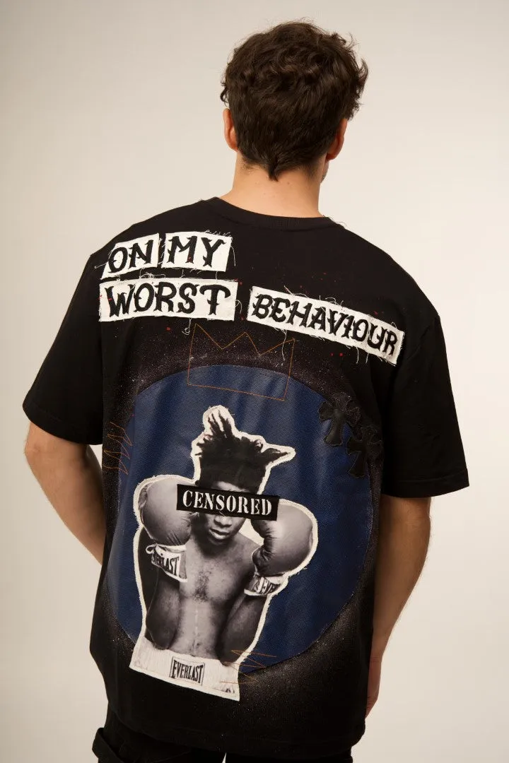 ON MY WORST BEHAVIOUR - A BASQUIAT TRIBUTE OFF WHITE VALKYRE TSHIRT