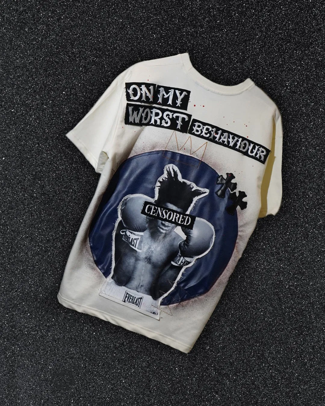 ON MY WORST BEHAVIOUR - A BASQUIAT TRIBUTE OFF WHITE VALKYRE TSHIRT