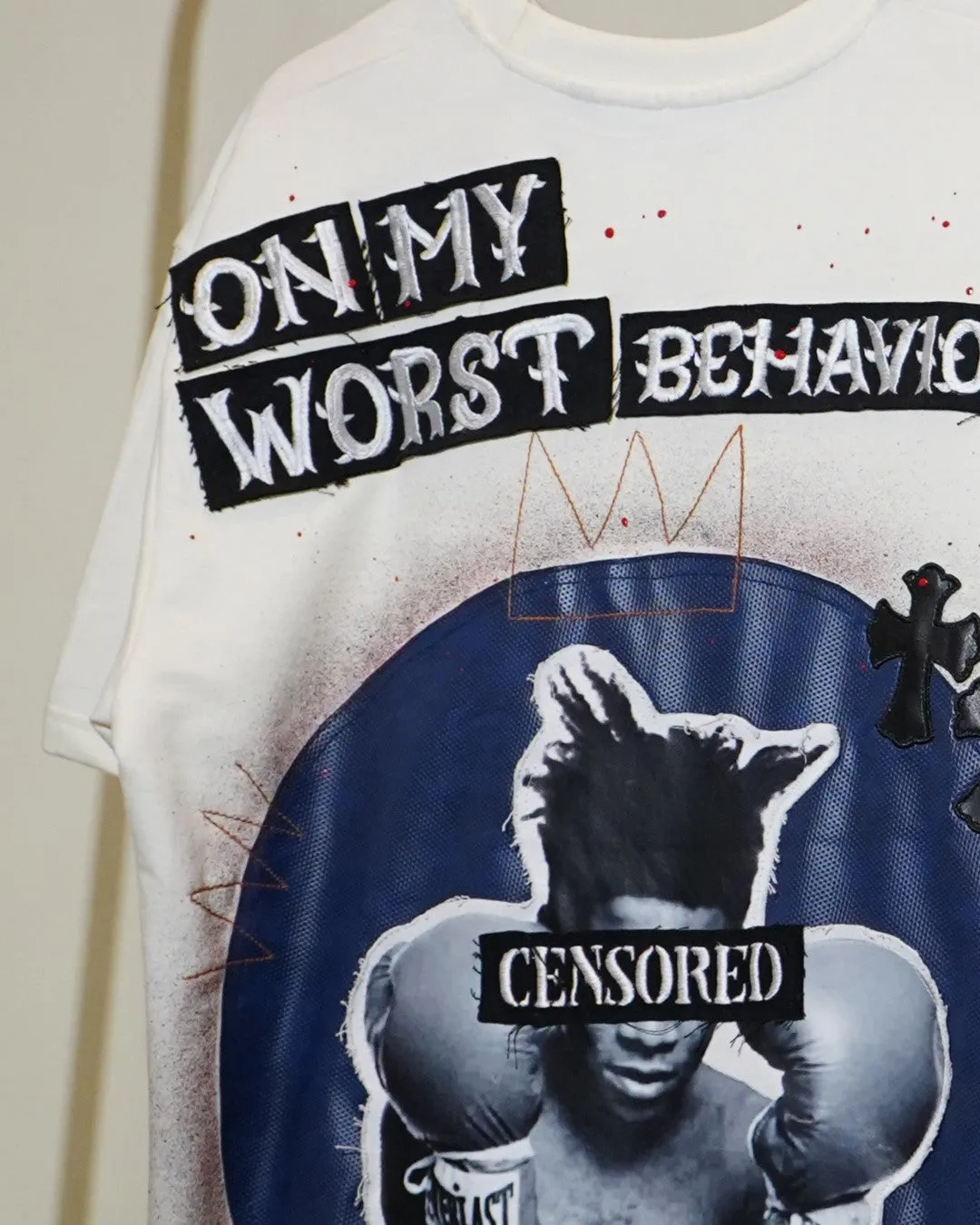 ON MY WORST BEHAVIOUR - A BASQUIAT TRIBUTE OFF WHITE VALKYRE TSHIRT