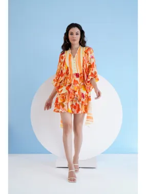 Orange Orchid Short Tiered Mini Dress