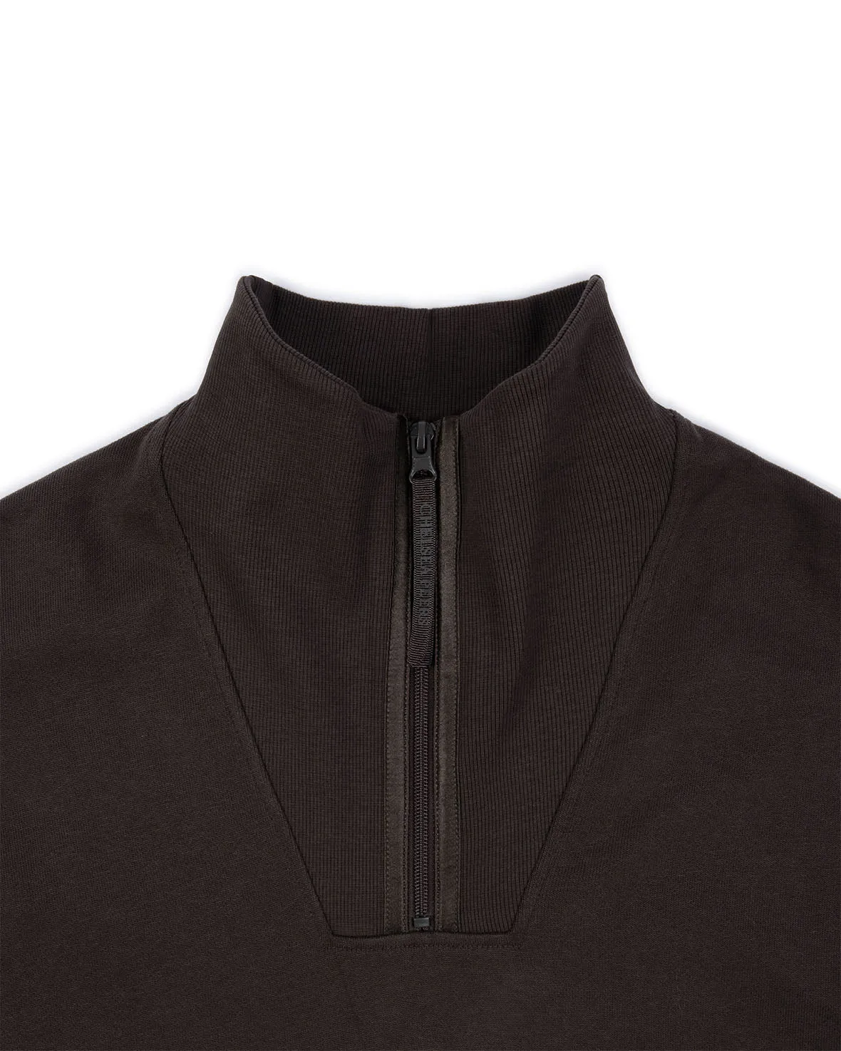 Organic Cotton Quarter Zip Funnel Sweatshirt - Brown