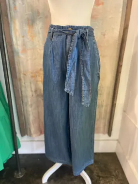 Paperbag Waist Chambray Denim Trousers