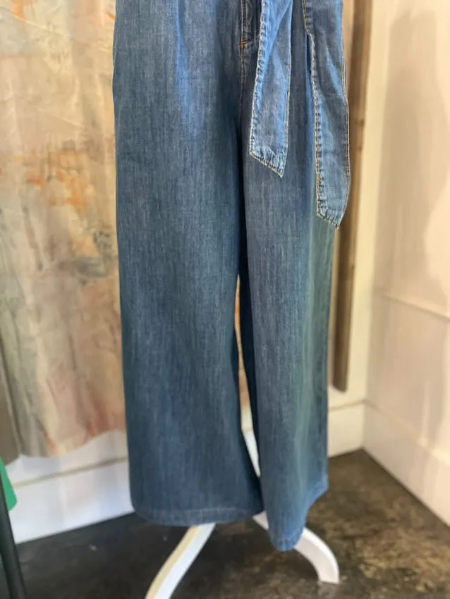 Paperbag Waist Chambray Denim Trousers