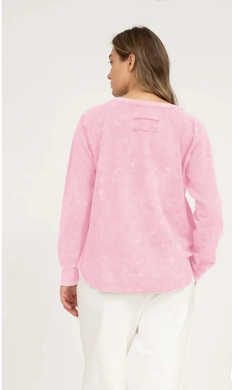 Pink Henley Raglan Top