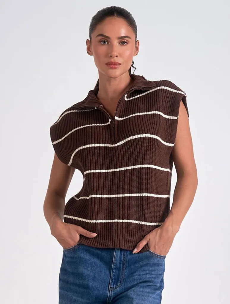 Pullover Sleeveless 1/4 Zip Sweater