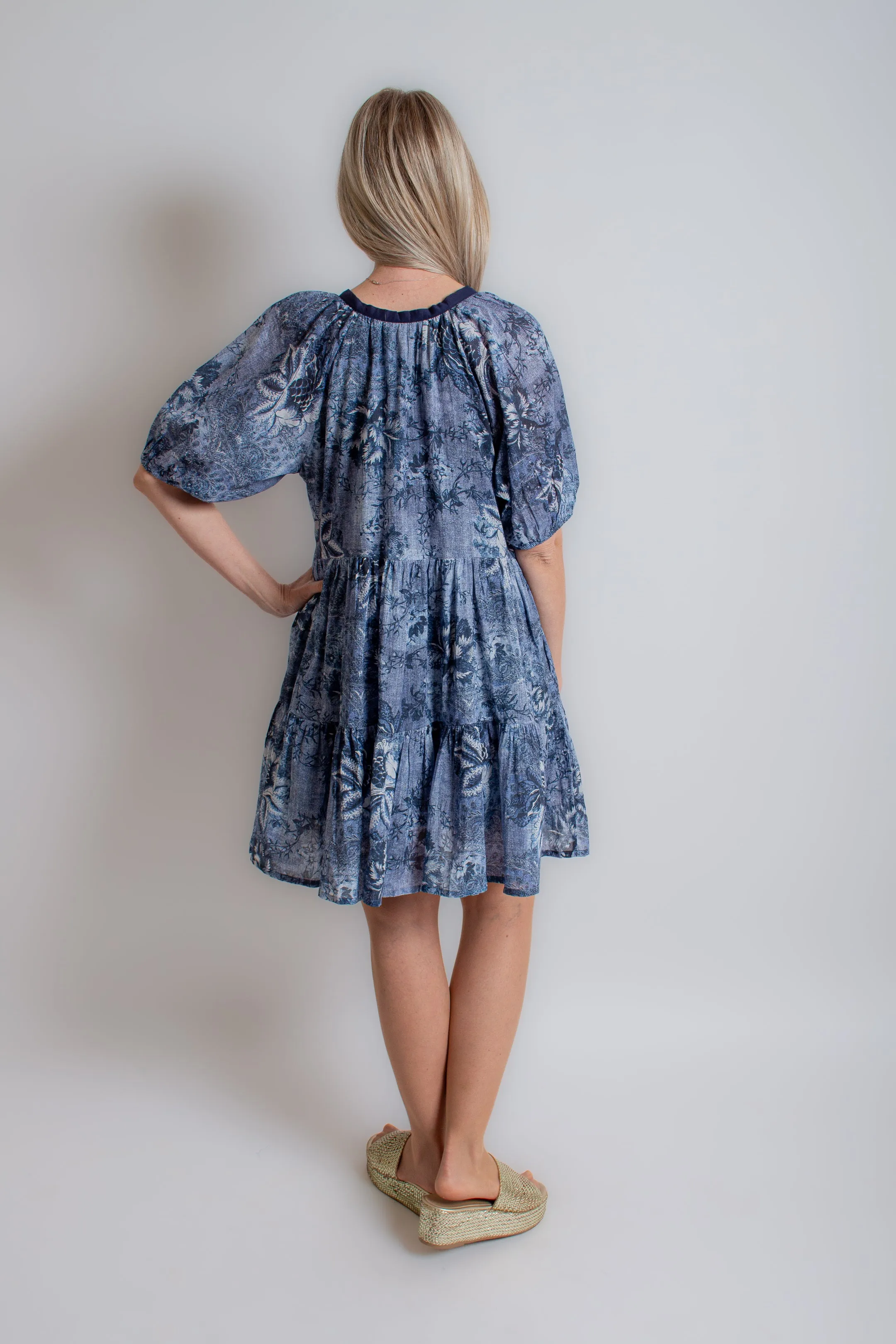 "Jada" Chambray Navy Dress