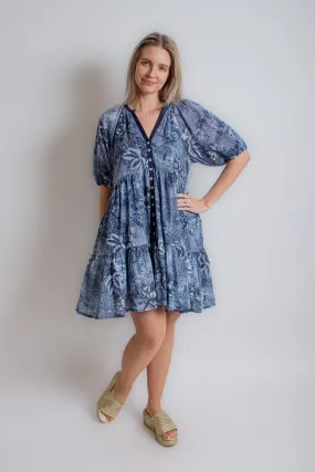 "Jada" Chambray Navy Dress