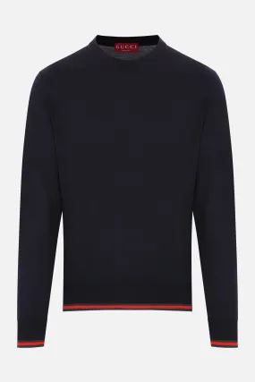 Ribbed Web Pattern Wool Sweater