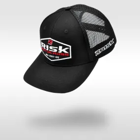 Risk Black on Black Patch Trucker Snapback Hat
