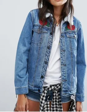 Santa Cruz Roses Sherpa Jacket Blue Wash