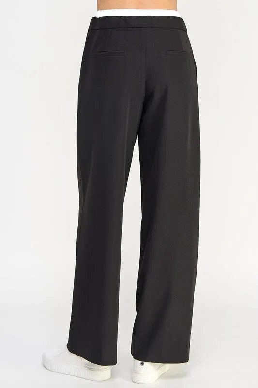 Satin Waistband Contrast Pants *Last one - Sz S*