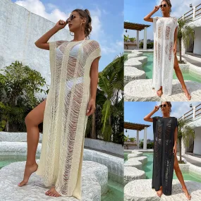 Sexy Hollow Out Bikini Cover-up Long Beach Dress