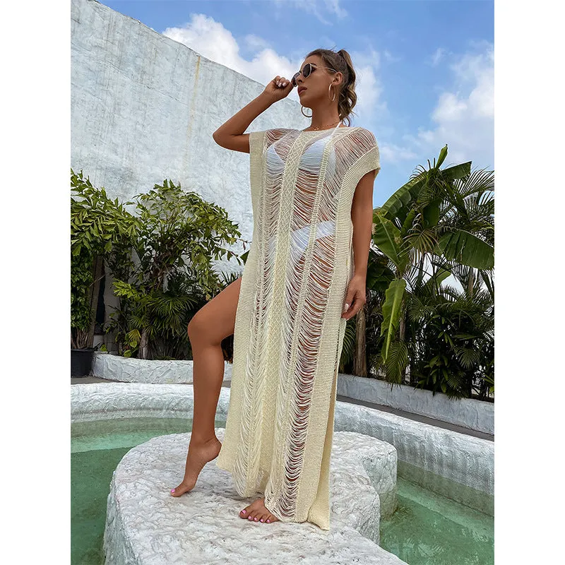 Sexy Hollow Out Bikini Cover-up Long Beach Dress