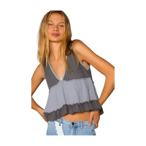 Sleeveless Thermal Babydoll Top - Charcoal