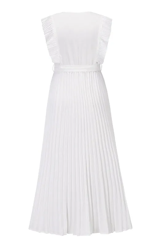 Slim Fit Lotus Leaf Sleeve Chiffon Dress