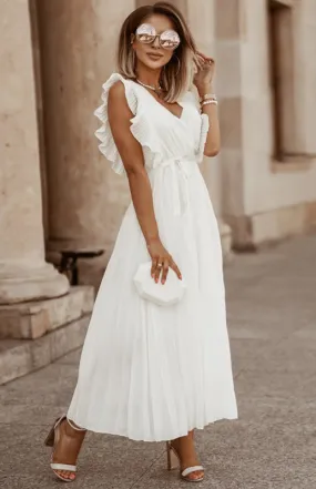 Slim Fit Lotus Leaf Sleeve Chiffon Dress