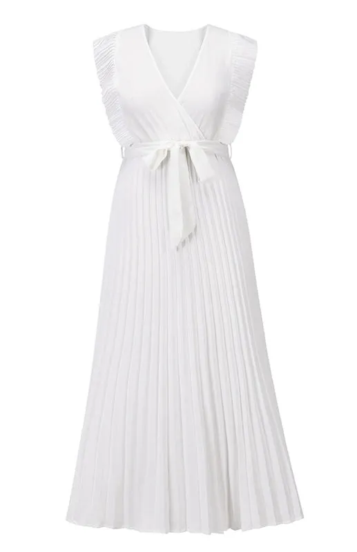 Slim Fit Lotus Leaf Sleeve Chiffon Dress