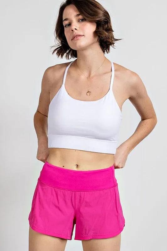 SONIC PINK STRETCH WOVEN 2 IN 1 ACTIVE SHORTS