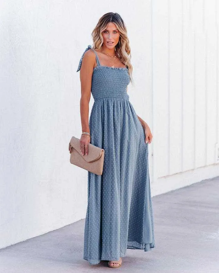 Spaghetti Strap Chiffon Maxi Vacation Dress