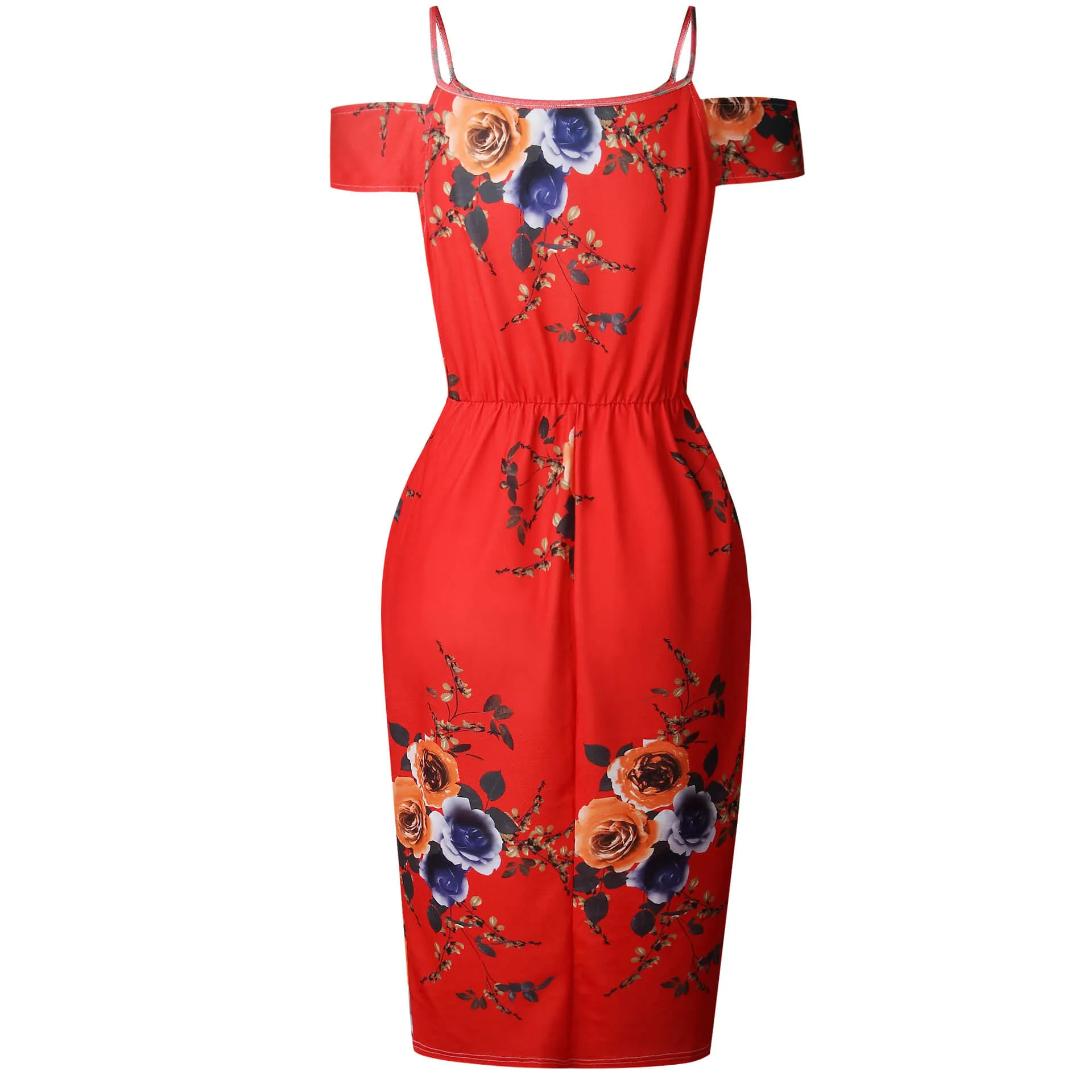 Spaghetti Straps Deep V-neck Split Print Long Dress