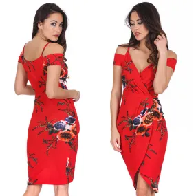 Spaghetti Straps Deep V-neck Split Print Long Dress