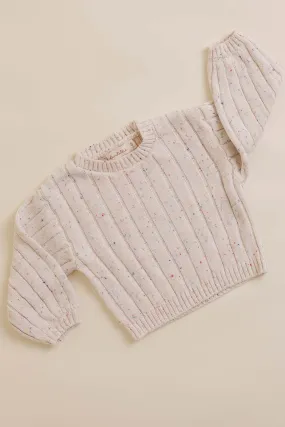 Sprinkle Knit Wide Ribbed Sweater - Oat