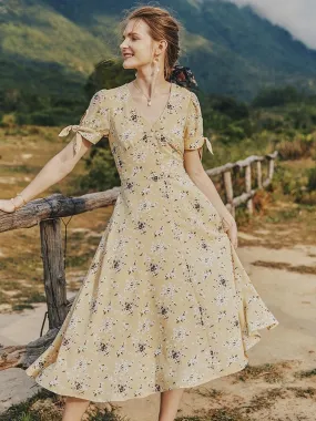 Summer V-neck Sexy Delicate Light Luxury Chiffon Dress
