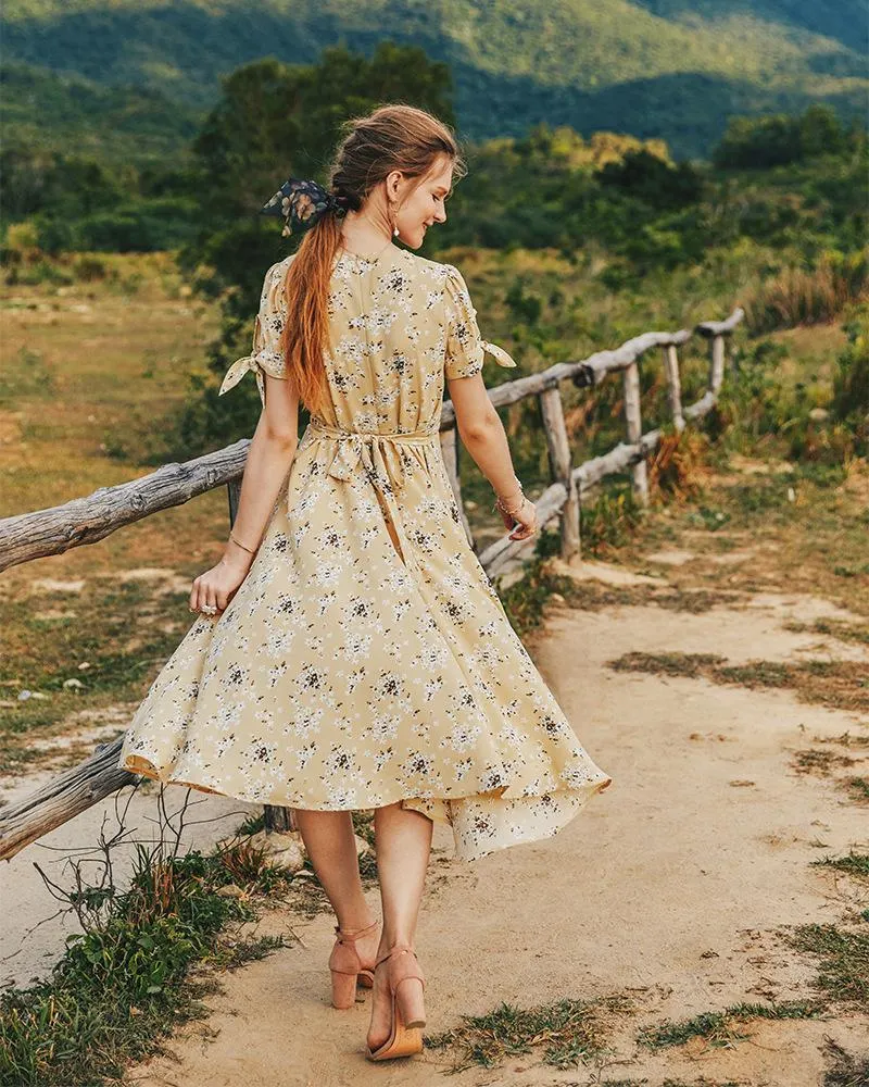 Summer V-neck Sexy Delicate Light Luxury Chiffon Dress
