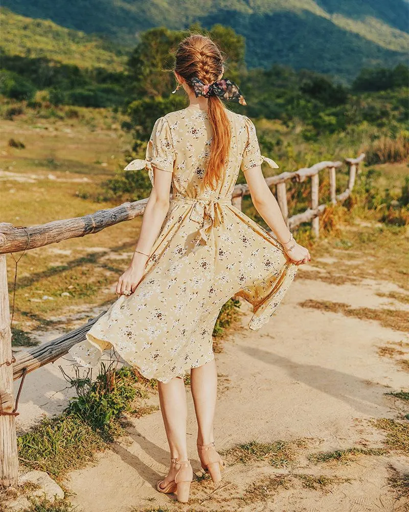 Summer V-neck Sexy Delicate Light Luxury Chiffon Dress