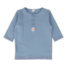 tee 3/4 henley - blue