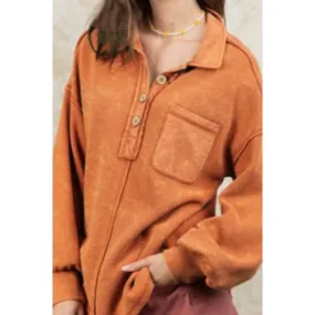  Waffle-Knit Short Sleeve Henley Top