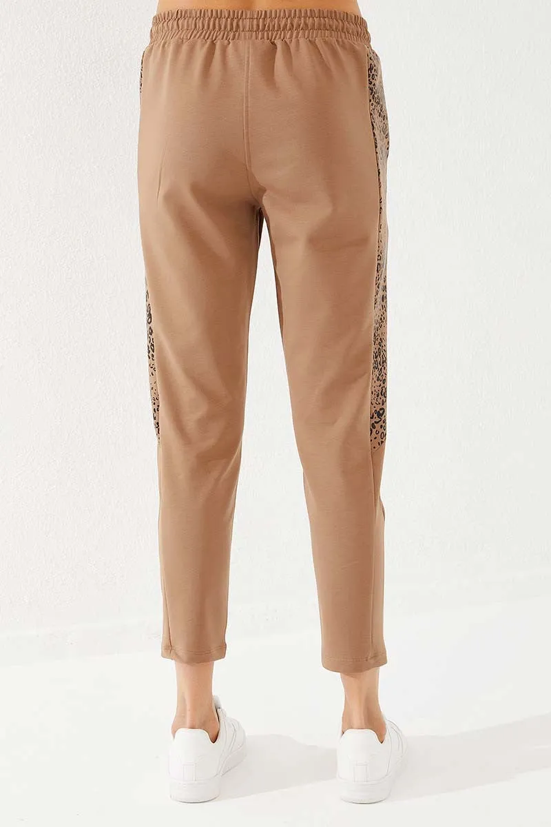 TMY Earth Tone Leopard Patterned Comfort Fit Slim Leg Women's Sweatpants - 94572 - Hoover