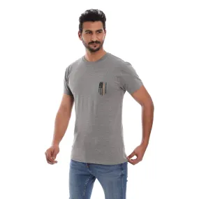 US FLAG COTTON RICH GREY SHORT SLEEVE CREW NECK