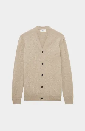 V Neck Cashmere Cardigan In Dark Natural