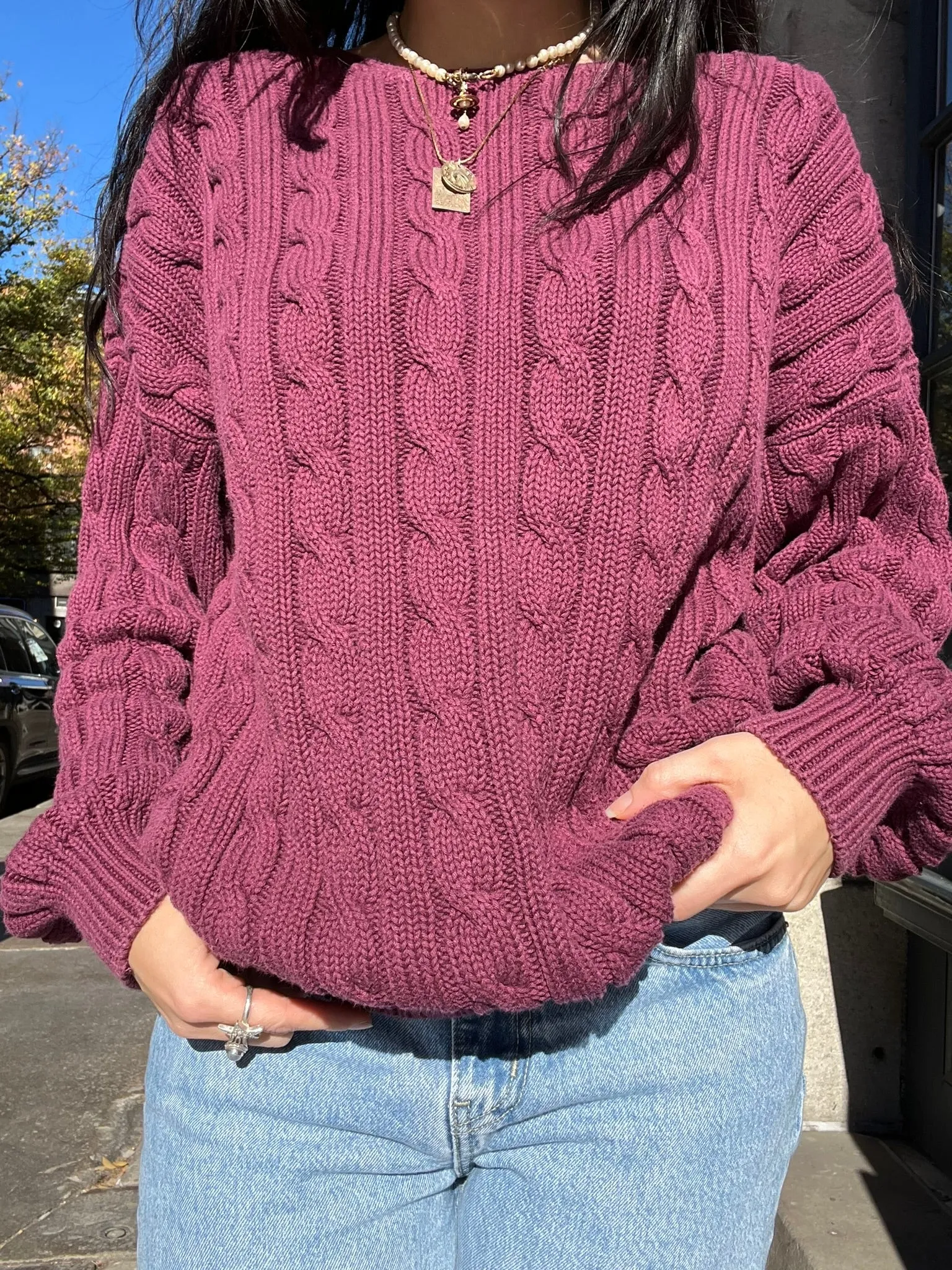 Vintage 1990s Gap Burgundy Chunky Knit Sweater